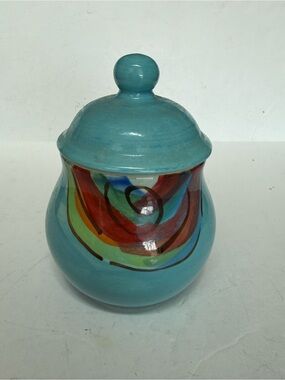 2007 Signed Gail Pittman Southern Living at Home 6” Ginger Jar Turquoise Swirl